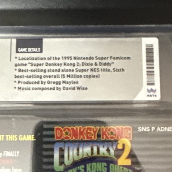 Super Nintendo SNES Donkey Kong Country 2: Diddy's Kong Quest (1995) WATA 9.2