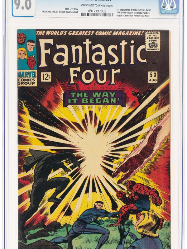 Fantastic Four 53 CGC 9.0 OW/W(1966 Marvel) 2nd App of Black Panther , 1st Klaw