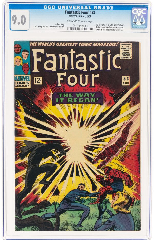 Fantastic Four 53 CGC 9.0 OW/W(1966 Marvel) 2nd App of Black Panther , 1st Klaw