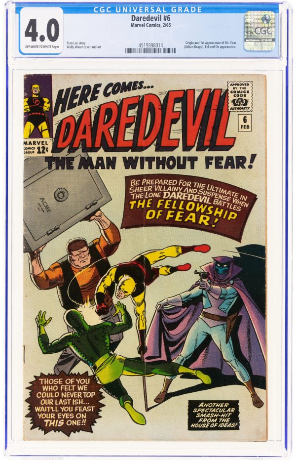 Daredevil #6 CGC 4.0, 1st Appearance Of Mister Fear, Lee and Wood, Marvel 1965!