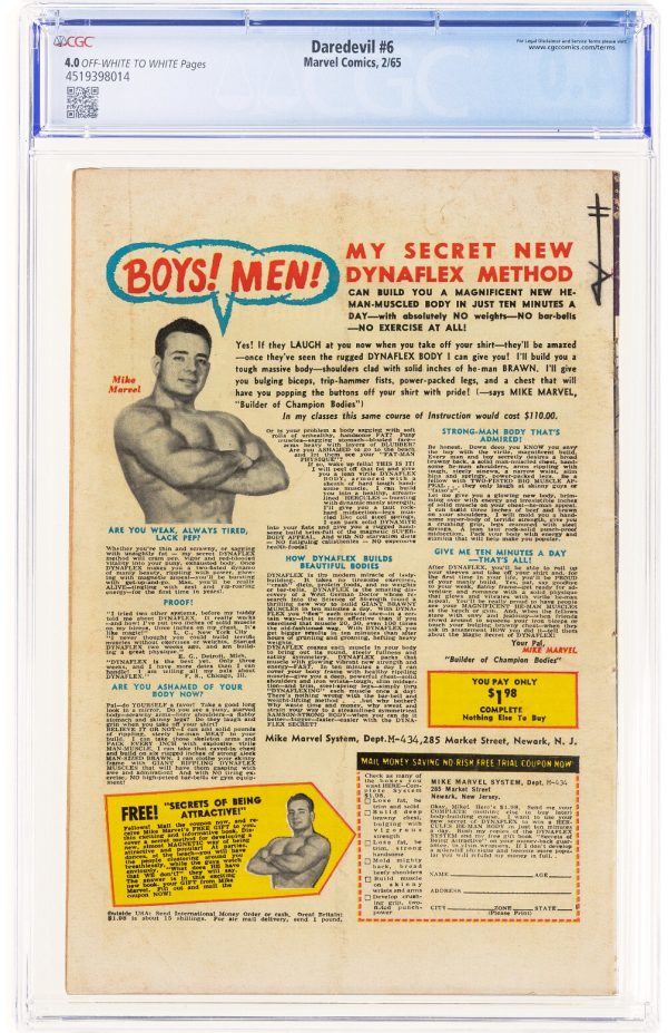Daredevil #6 CGC 4.0, 1st Appearance Of Mister Fear, Lee and Wood, Marvel 1965!