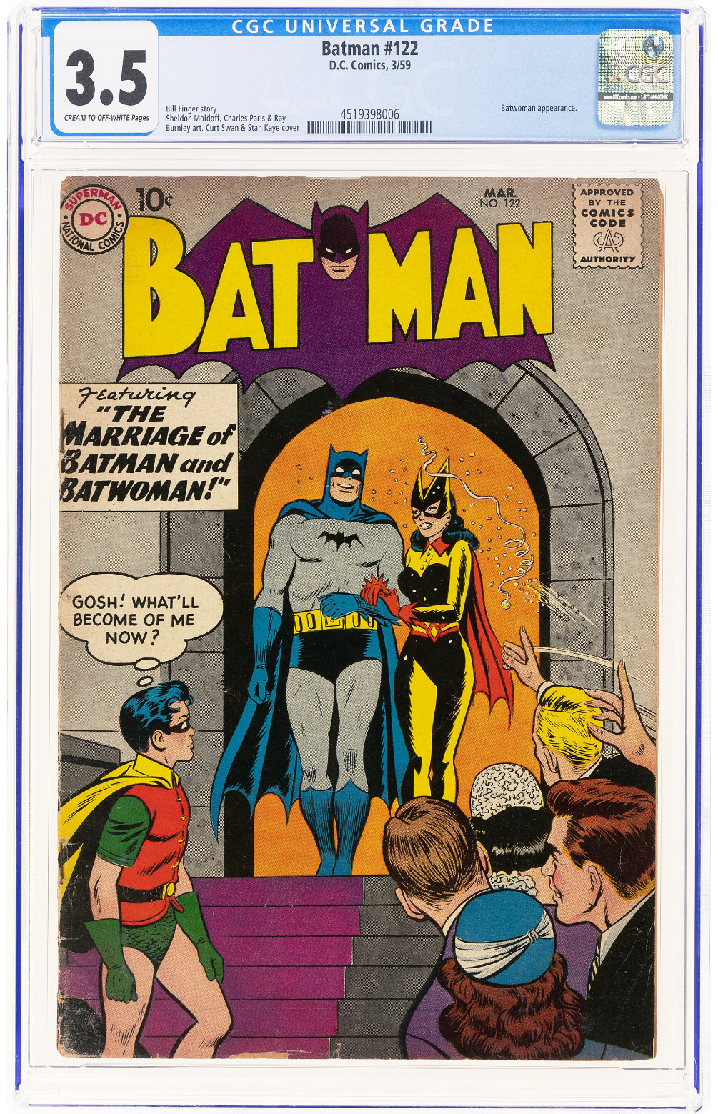 Batman #122 (DC, 1959) CGC VG- 3.5 Cream to off-white pages Batwoman Wedding