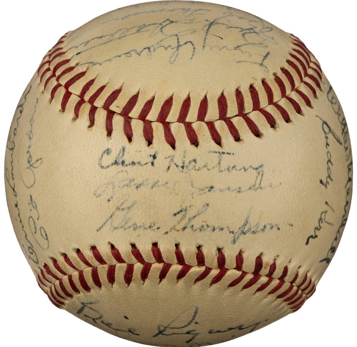 1947 New York Giants Team Signed Baseball With Mize, Lombardi, Jansen (24) PSA 7