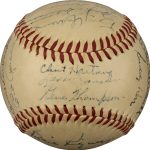 1947 New York Giants Team Signed Baseball With Mize, Lombardi, Jansen (24) PSA 7
