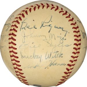 1947 New York Giants Team Signed Baseball With Mize, Lombardi, Jansen (24) PSA 7
