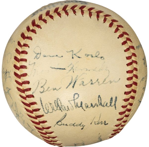 1947 New York Giants Team Signed Baseball With Mize, Lombardi, Jansen (24) PSA 7