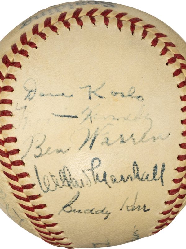 1947 New York Giants Team Signed Baseball With Mize, Lombardi, Jansen (24) PSA 7