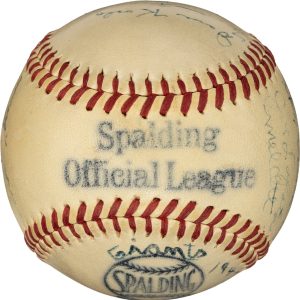 1947 New York Giants Team Signed Baseball With Mize, Lombardi, Jansen (24) PSA 7