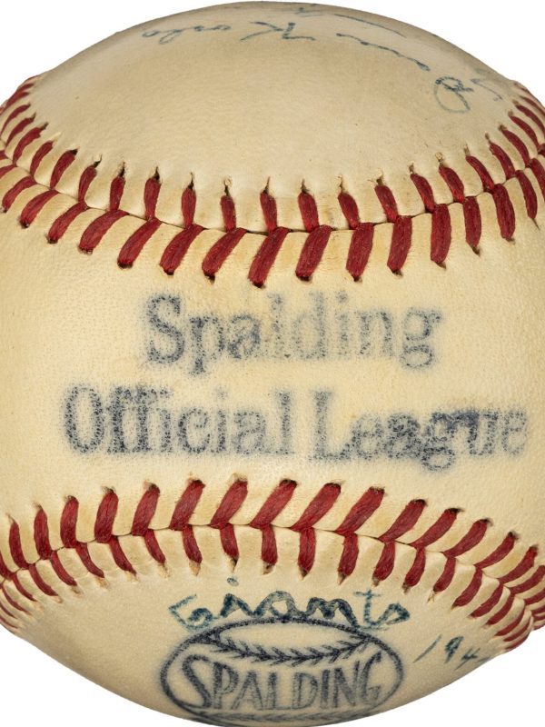 1947 New York Giants Team Signed Baseball With Mize, Lombardi, Jansen (24) PSA 7
