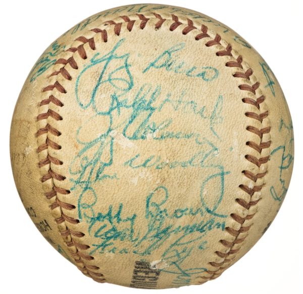 1954 New York Yankees Team Signed Baseball (24) Mickey Mantle, DiMaggio Beckett