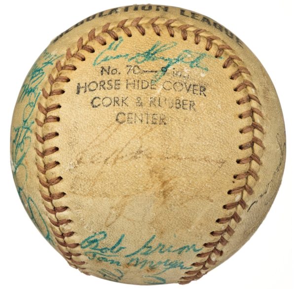 1954 New York Yankees Team Signed Baseball (24) Mickey Mantle, DiMaggio Beckett