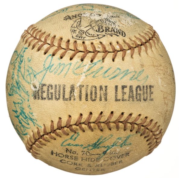1954 New York Yankees Team Signed Baseball (24) Mickey Mantle, DiMaggio Beckett