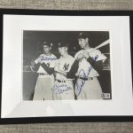 Mickey Mantle Ted Williams Joe DiMaggio AUTOGRAPHED FRAMED 8x10 PHOTO - Beckett