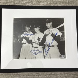 Mickey Mantle Ted Williams Joe DiMaggio AUTOGRAPHED FRAMED 8x10 PHOTO - Beckett