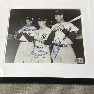 Mickey Mantle Ted Williams Joe DiMaggio AUTOGRAPHED FRAMED 8x10 PHOTO - Beckett