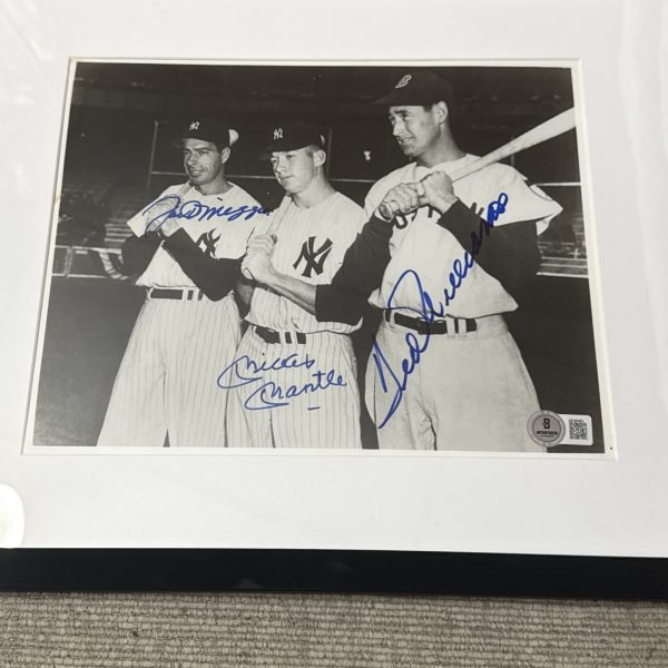 Mickey Mantle Ted Williams Joe DiMaggio AUTOGRAPHED FRAMED 8x10 PHOTO - Beckett