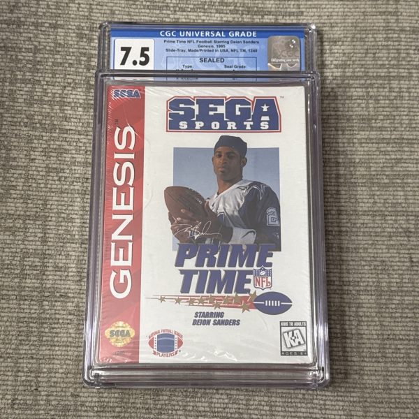 NFL Prime Time Football w/ Deion Sanders Sega Genesis Video Game CGC Graded 7.5