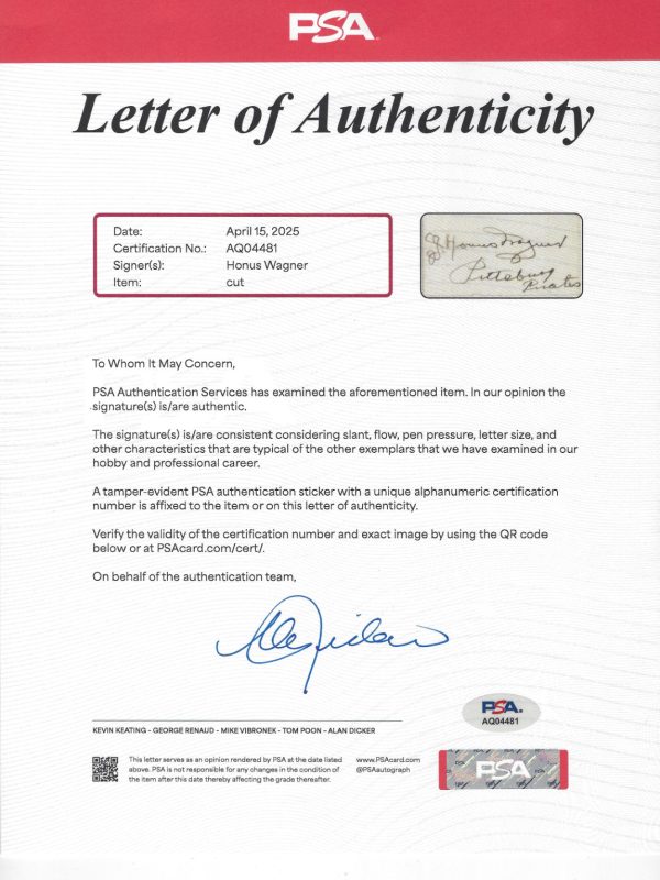 1910's Honus Wagner Signed Cut Signature Auto Framed Display PSA/DNA LOA