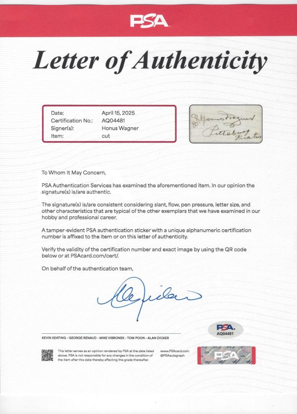 1910's Honus Wagner Signed Cut Signature Auto Framed Display PSA/DNA LOA