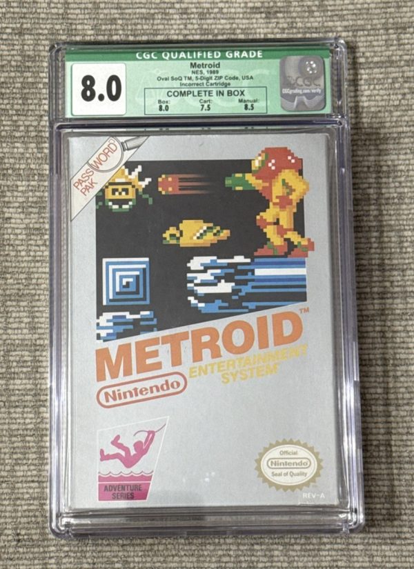 Metroid WATA 8.0 CIB [Hangtab, 1st Prod.] NES Nintendo 1987