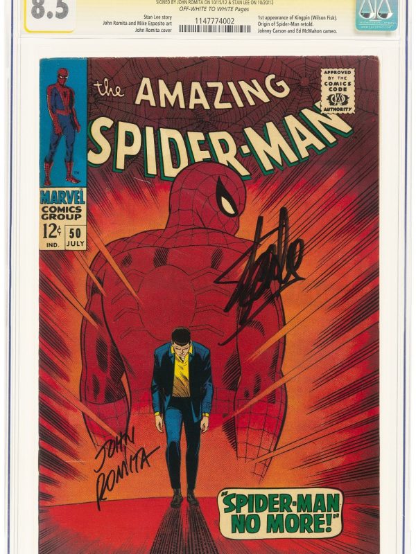 Amazing SPIDER-MAN #50 SS 1967 Stan Lee John Romita Signed Marvel Comics CGC 8.5