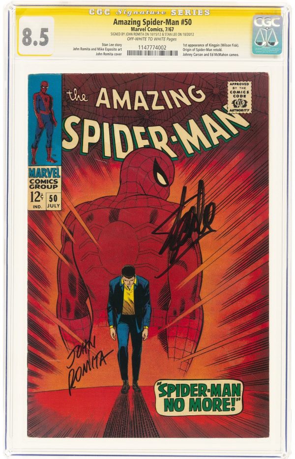 Amazing SPIDER-MAN #50 SS 1967 Stan Lee John Romita Signed Marvel Comics CGC 8.5
