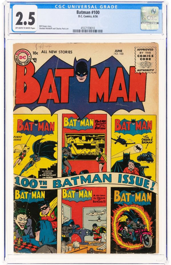 Batman #100 CGC 2.5 GD+ 1956 Joker Cover DC Detective Comics Anniversary Issue