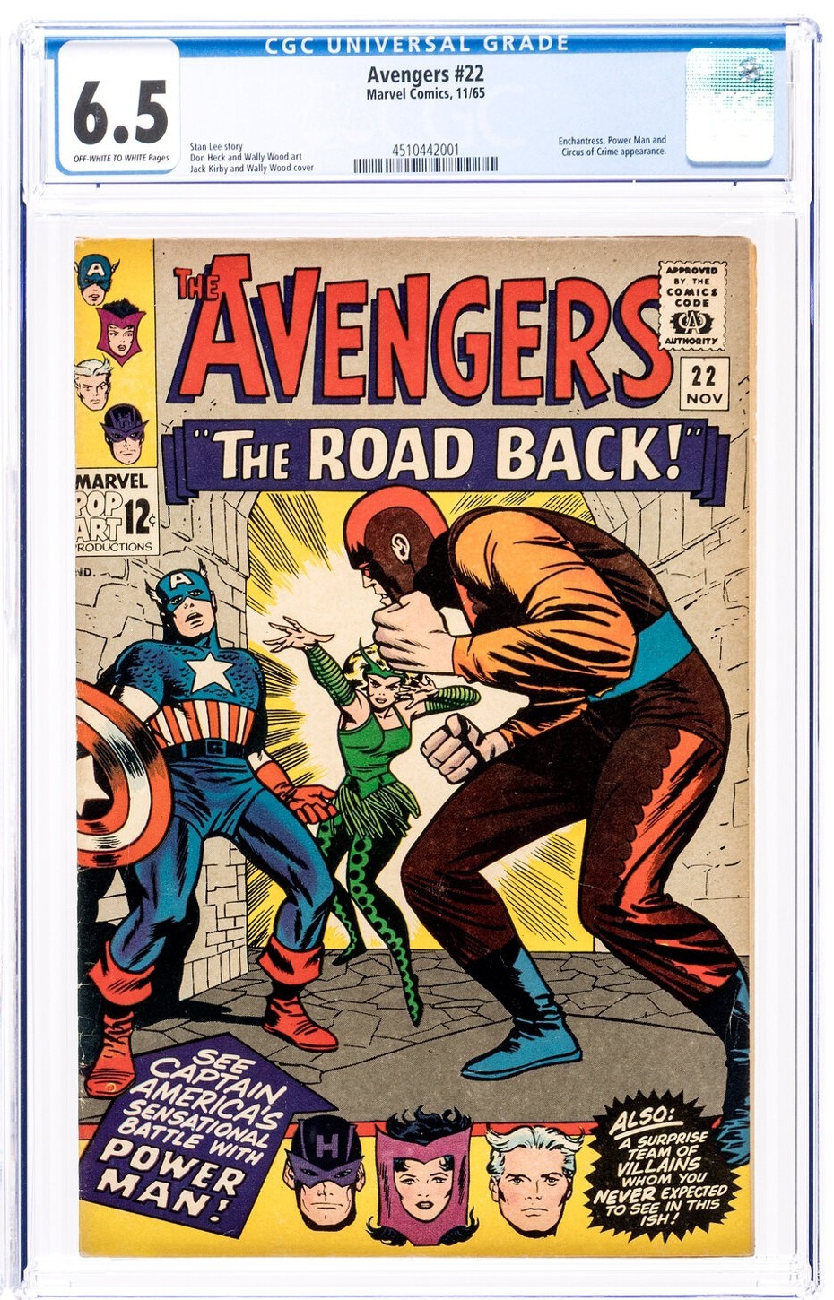 Avengers #22 CGC FN+ 6.5 Captain America Scarlet Witch Power Man! Marvel 1965