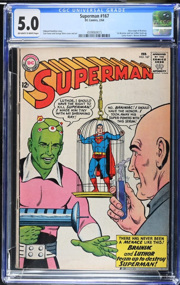 Superman #167 CGC 5.0 - New Origin of Brainiac - 1st Brainiac/Lex Luthor Team-Up