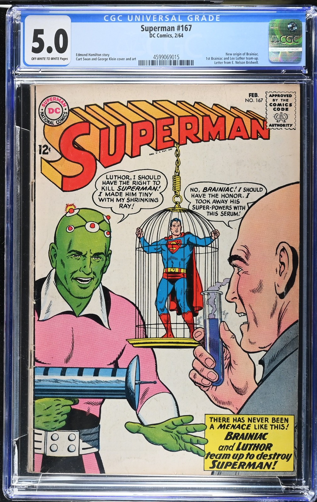 Superman #167 CGC 5.0 - New Origin of Brainiac - 1st Brainiac/Lex Luthor Team-Up