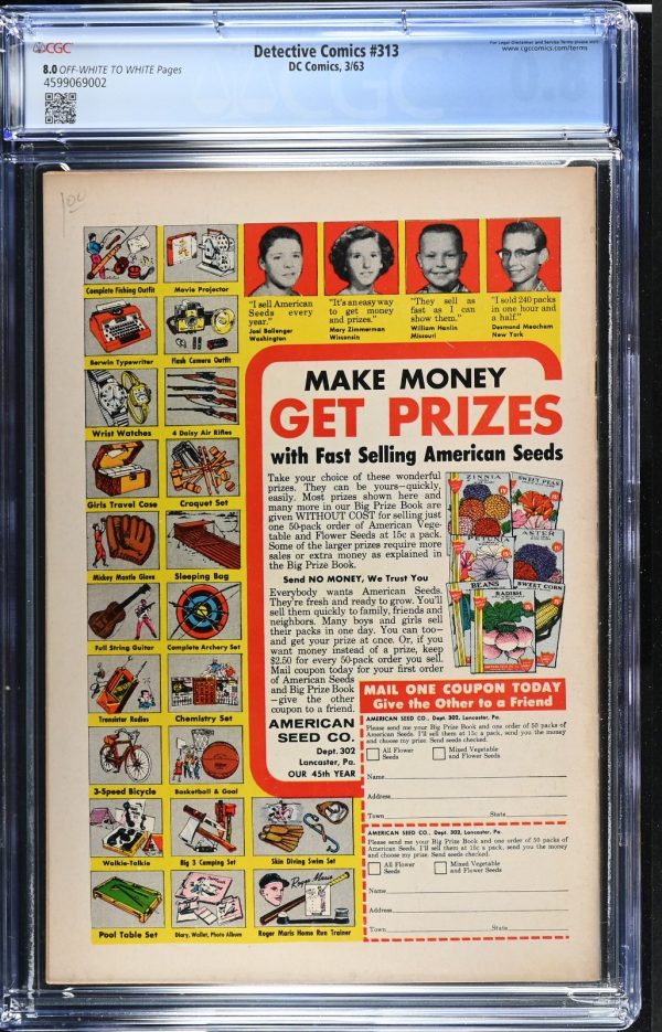 Detective Comics #313 1963 CGC 8.0 Off-White to White Pages