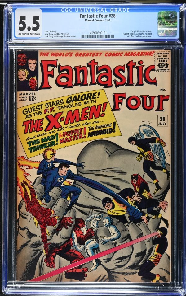 Fantastic Four #28 (1964) 1st X-Men Crossover CGC 5.5 Puppet Master & Tinker App