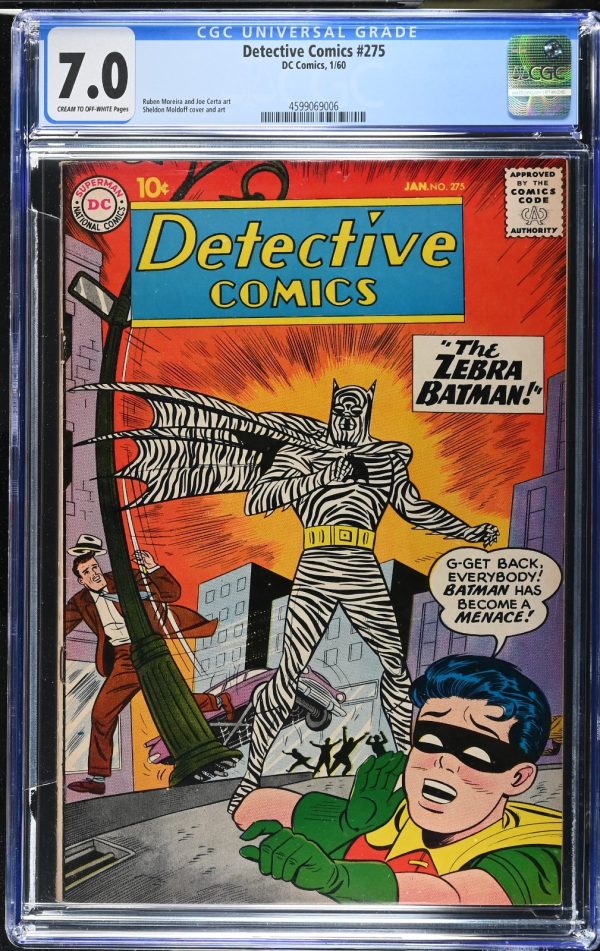 1960 Detective Comics #275 CGC 7.0 1st App of Zebra Batman RARE Key Issue