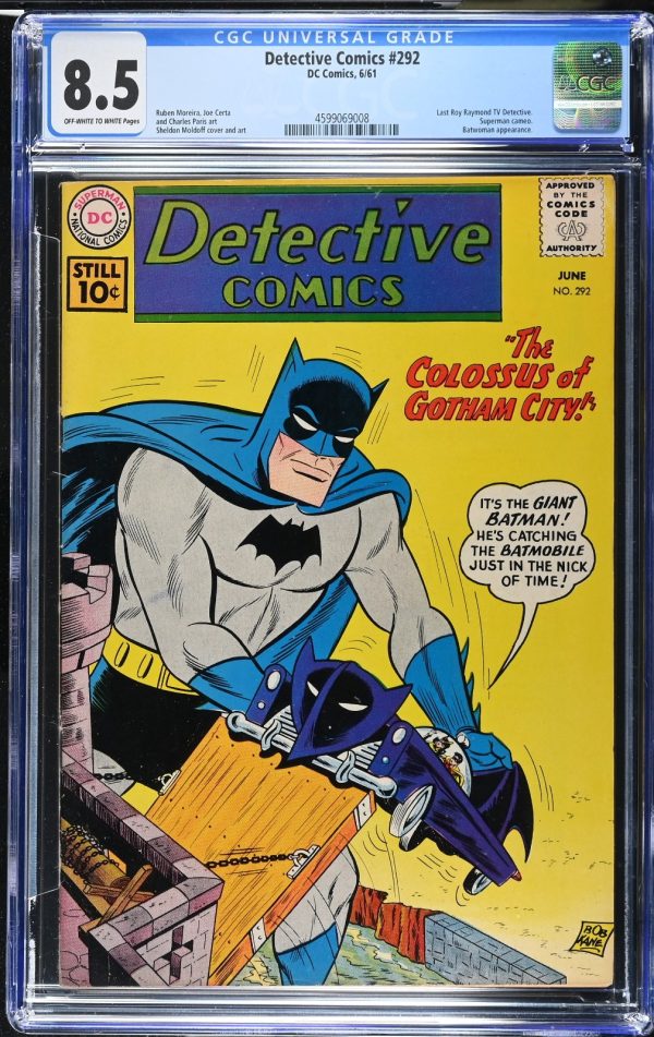 Detective Comics #292 1961 CGC 8.5 VF+ White Pages Batwoman App & Superman Cameo