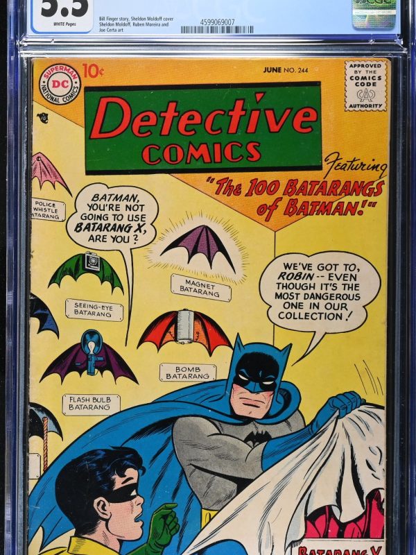 Detective Comics #244 1957 CGC 5.5 FN- White Pages - High Definition Scans