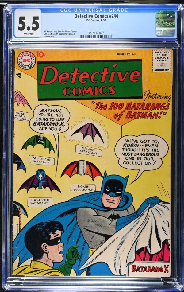 Detective Comics #244 1957 CGC 5.5 FN- White Pages - High Definition Scans