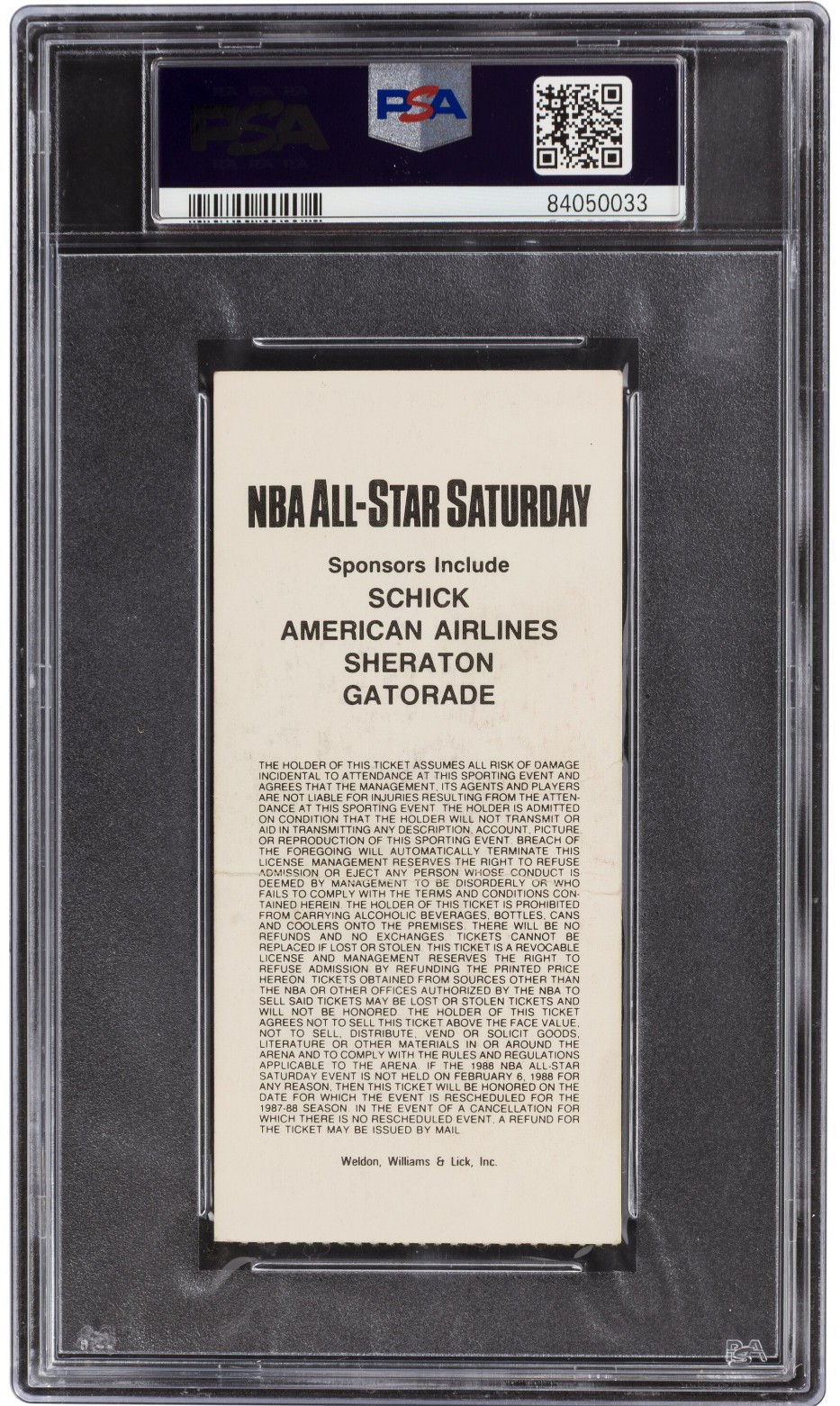 1988 NBA All-Star Game Saturday Michael Jordan Foul Line Slam Dunk Ticket PSA 2