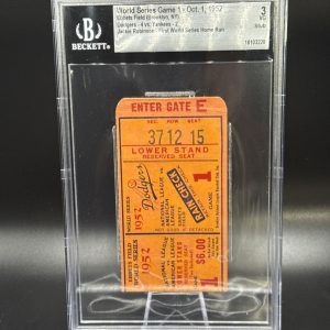 1952 World Series Game 1 Jackie Robinson WS HR # 1 Ticket Stub BECKETT 3 VG