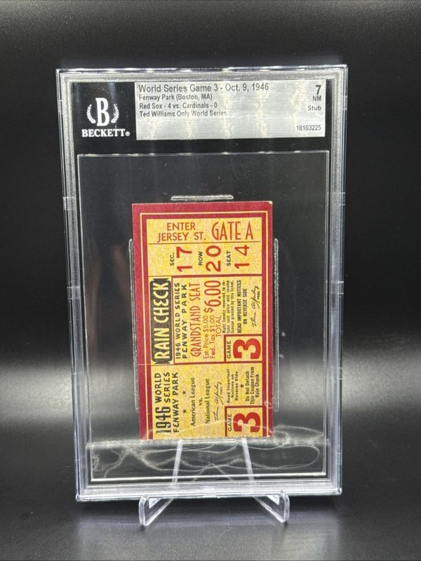 1946 World Series Game 3 Red Sox Ticket Stub Beckett 7 NM Ted Williams Only WS