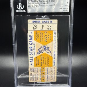 1963 MLB All Star Game Ticket Stub Cleveland Stadium Willie Mays MVP Beckett 3