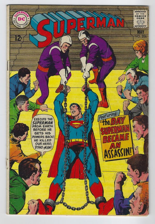 Superman # 206 1968 D.C. Silver-Age Bondage in Chains Cover