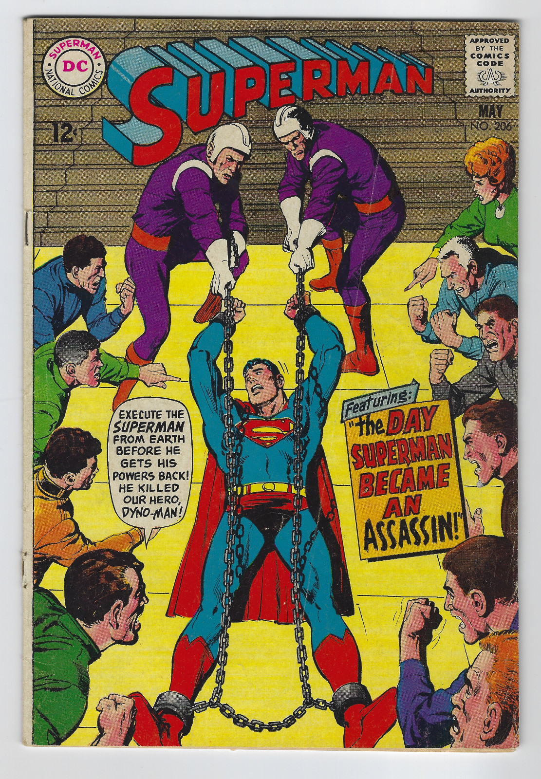 Superman # 206 1968 D.C. Silver-Age Bondage in Chains Cover