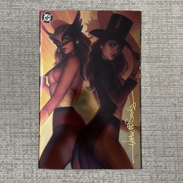 SS JUSTICE LEAGUE UNLTD #5 C2E2 GOLD FOIL NATHAN SZERDY SIGNED & SKETCH