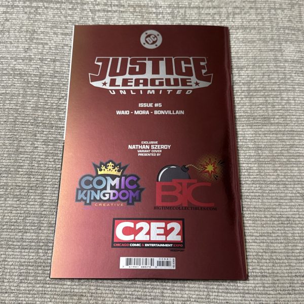 SS JUSTICE LEAGUE UNLTD #5 C2E2 GOLD FOIL NATHAN SZERDY SIGNED & SKETCH