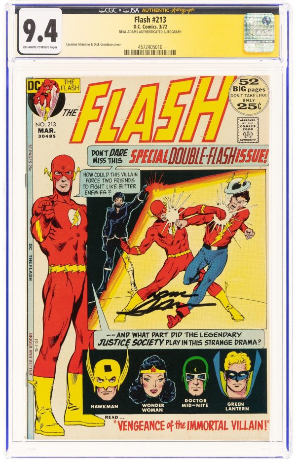 The Flash #213 (DC Comics 1972) Signed by Neal Adams JSA Authentic CGC NM 9.4