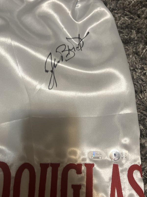James Buster Douglas Signed White Boxing Trunks JSA And Beckett COA BAS