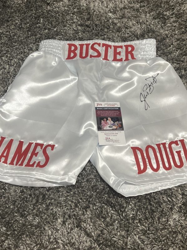 James Buster Douglas Signed White Boxing Trunks JSA And Beckett COA BAS