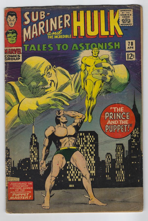 TALES TO ASTONISH #78 Marvel Comic Incredible Hulk, Sub-Mariner 1966 Silver