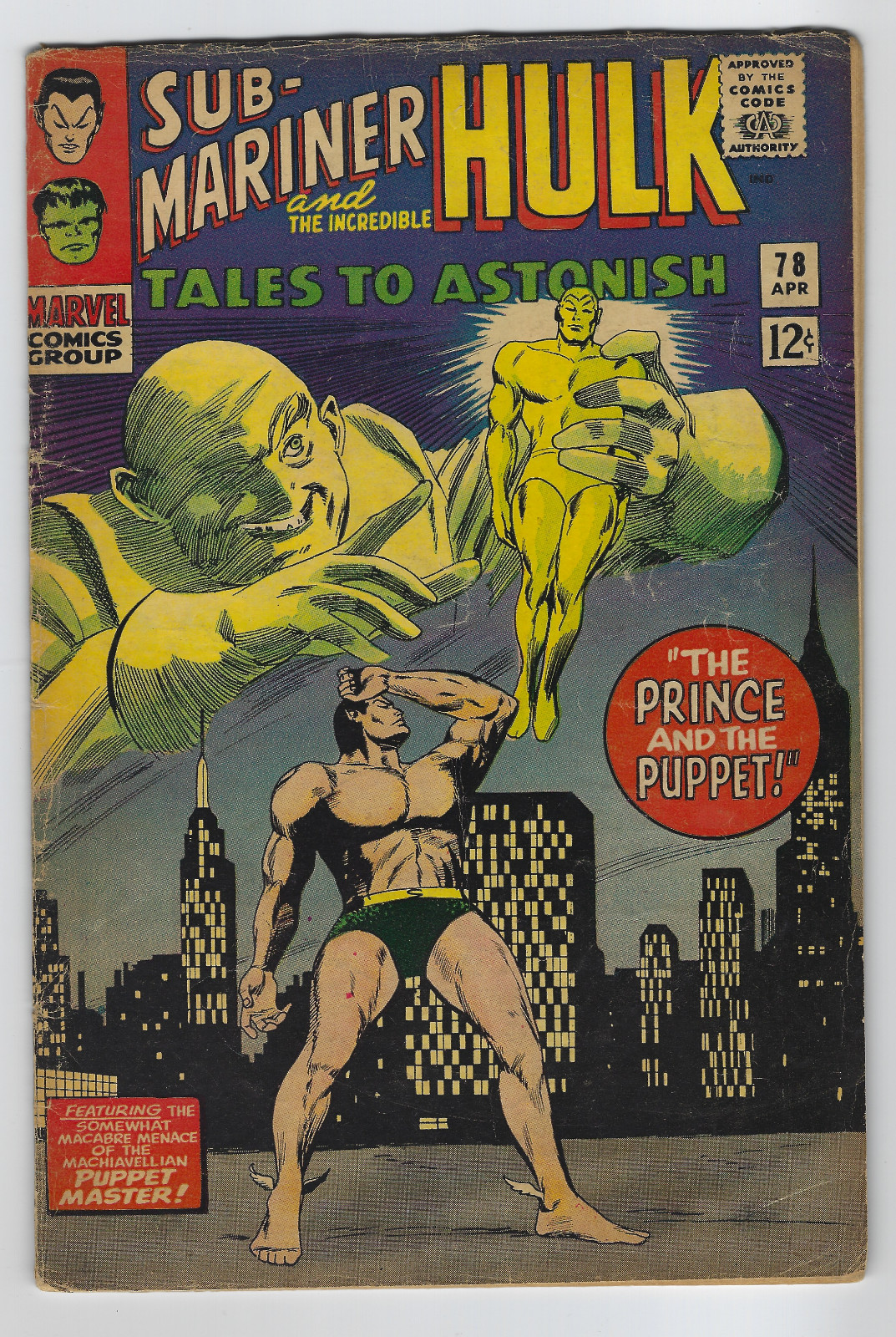 TALES TO ASTONISH #78 Marvel Comic Incredible Hulk, Sub-Mariner 1966 Silver