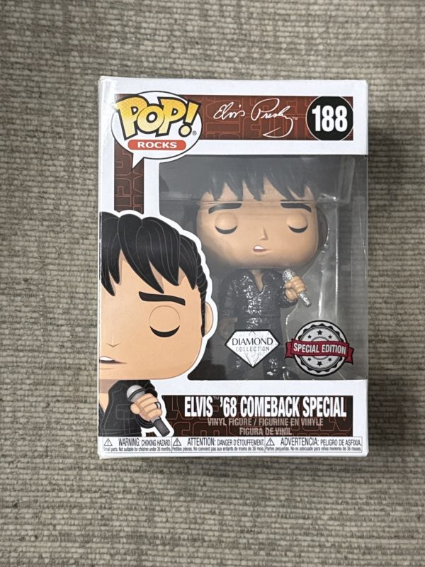Funko Pop! Rocks Elvis Presley ‘68 Comeback Special #188 EE Excl Diamond Coll